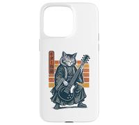 Japanese Guitar Cat Samurai Retro Electric Guitar Vintage Coque pour iPhone 15 Pro Max