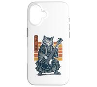 Japanese Guitar Cat Samurai Retro Electric Guitar Vintage Coque pour iPhone 16