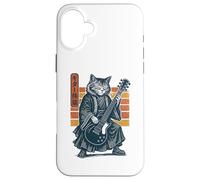 Japanese Guitar Cat Samurai Retro Electric Guitar Vintage Coque pour iPhone 16 Plus