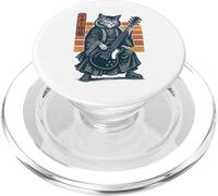 Japanese Guitar Cat Samurai Retro Electric Guitar Vintage PopSockets PopGrip pour MagSafe