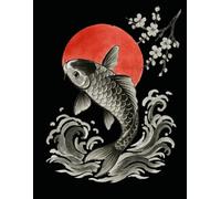 Japanese Koi Sketchbook - Sumi-e Art Drawing Journal with Waves, Symbol of Strength and Success: 120 Blank Pages, 8.5x11 in, Minimalist Japanese Art Inspired Sketchbook