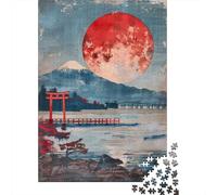 Japanese Landscape with Full Moon Plaque Métallique Rétro 38x26cm/1000pcs pour L’Atelier, Cadeau De Crémaillère pour Les Collectionneurs De Déco Murale Métal