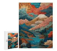 Japanese Landscape with Mount Fuji Puzzle 1000 Pièces Educa Jouet en Bois Cadeau Unique Décoration Intérieure Jeu Éducatif Challenge Toy Adultes Et Enfants À Partir De 14 Ans 500 PCS