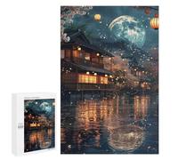 Japanese Lanterns Moon Night Puzzle 1000 Pièces Educa Jouet en Bois Cadeau Unique Décoration Intérieure Jeu Éducatif Challenge Toy Adultes Et Enfants À Partir De 14 Ans 1000 PCS
