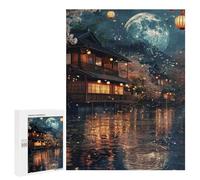 Japanese Lanterns Moon Night Puzzle 1000 Pièces Educa Jouet en Bois Cadeau Unique Décoration Intérieure Jeu Éducatif Challenge Toy Adultes Et Enfants À Partir De 14 Ans 500 PCS