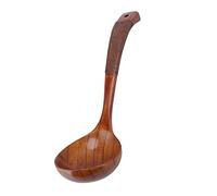 Japanese Long Curved Handle Wooden Soup Spoon, Large Round Cooking Spoon, Natural Nanmu Kitchen Utensil with Glossy Non - Scratch for Soup Curry Stirring and Serving (Tapez 1)