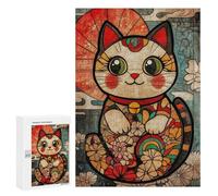 Japanese Lucky Cat Art Print Puzzle 1000 Pièces Educa Jouet en Bois Cadeau Unique Décoration Intérieure Jeu Éducatif Challenge Toy Adultes Et Enfants À Partir De 14 Ans 300 PCS