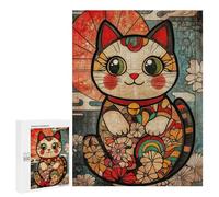 Japanese Lucky Cat Art Print Puzzle 1000 Pièces Educa Jouet en Bois Cadeau Unique Décoration Intérieure Jeu Éducatif Challenge Toy Adultes Et Enfants À Partir De 14 Ans 500 PCS