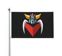 Japanese Manga Golderak UFŏ%robot Drapeau double face - Motif animé Goldorak 90 x 150 cm avec œillets - Décoration murale et de jardin en tissu durable pour l'extérieur