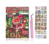 Japanese Manga Style Sticker Book + Tweezer, 45 Pages Japanese Manga Sticker with 800+ Reusable, Creative DIY Handbook Material Decorative Stickers Stickers for Scrapbooking, Journals (1Set B)