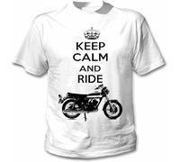 Japanese Motorcycle RD250 Keep Calm and Ride - Tshirt - Gift Idea for Him, Men Manches Courtes(Large)
