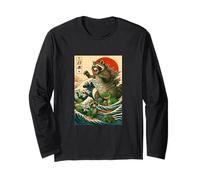 Japanese Raccoon with Funny Animals, Raccoonzilla Graphic Manche Longue