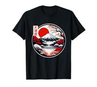 Japanese Red Sunset Mountain Fuji Kanji Japan Art Vintage T-Shirt
