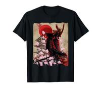 Japanese Samurai and Ninja Graphic Art Collection - T-Shirt Unisex - Noir - S - Coupe classique - Manche courte - V-neck - Col rond - Rétro - Vintage - Samouraï japonais, Ronin, Épée katana