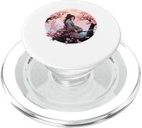 Japanese Samurai Girl Vintage Retro Sakura Cherry Blossom PopSockets PopGrip pour MagSafe