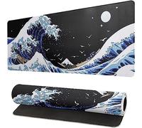Japanese Sea Wave Gaming Mouse Pad Anime Black Mouse Pad Big Kanagawa Grande Mousepad Étendue De Base en Caoutchouc Non Glissée