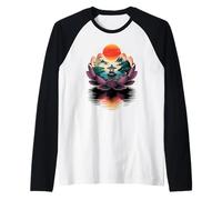 Japanese Style Art Fleur De Lotus Jardinage Manche Raglan