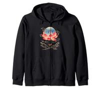 Japanese Style Art Fleur De Lotus Montagne Jardinage Sweat à Capuche