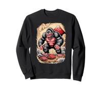 Japanese Style Art Gorille Dos Argenté Gorilles Sweatshirt
