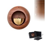 Japanese Style Dopamine Door Bell,Creative Doorbell,Shopkeepers Bell for Door Opening, Round Wooden Magnetic Shopkeepers Bell,Round Wooden Entry Alert Chime for Home Office Shop (Dark Walnut)
