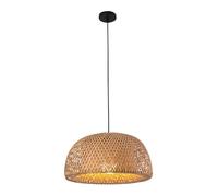 Japanese Style Lights Kitchen Island Rattan Hanging Chandelier Creative Dome Wicker Height Adjustable Pendant Lamp Balcony Dining Room Light Fixtures(38CM)