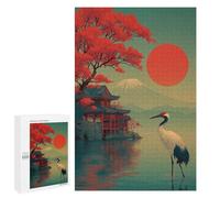 Japanese Sunset Scene with Crane Puzzle 1000 Pièces Educa Jouet en Bois Cadeau Unique Décoration Intérieure Jeu Éducatif Challenge Toy Adultes Et Enfants À Partir De 14 Ans 1000 PCS