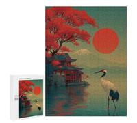 Japanese Sunset Scene with Crane Puzzle 1000 Pièces Educa Jouet en Bois Cadeau Unique Décoration Intérieure Jeu Éducatif Challenge Toy Adultes Et Enfants À Partir De 14 Ans 500 PCS