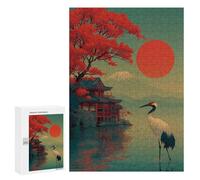Japanese Sunset Scene with Crane Puzzle 300 Pièces Educa Jouet en Bois Cadeau Unique Décoration Intérieure Jeu Éducatif Challenge Toy Adultes Et Enfants À Partir De 14 Ans 300 PCS