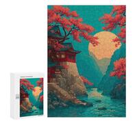 Japanese Temple with Cherry Blossoms Puzzle 1000 Pièces Educa Jouet en Bois Cadeau Unique Décoration Intérieure Jeu Éducatif Challenge Toy Adultes Et Enfants À Partir De 14 Ans 300 PCS