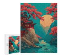Japanese Temple with Cherry Blossoms Puzzle 1000 Pièces Educa Jouet en Bois Cadeau Unique Décoration Intérieure Jeu Éducatif Challenge Toy Adultes Et Enfants À Partir De 14 Ans 500 PCS