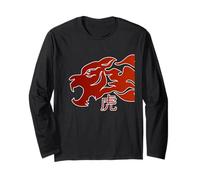 Japanese Tiger Red Flame Design for Men Year of The Tiger Manche Longue
