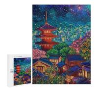 Japanese Village Night Lights Puzzle 1000 Pièces Educa Jouet en Bois Cadeau Unique Décoration Intérieure Jeu Éducatif Challenge Toy Adultes Et Enfants À Partir De 14 Ans 500 PCS