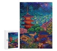 Japanese Village Night Lights Puzzle 300 Pièces Educa Jouet en Bois Cadeau Unique Décoration Intérieure Jeu Éducatif Challenge Toy Adultes Et Enfants À Partir De 14 Ans 300 PCS