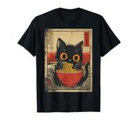 Japanese Wave Ramen Cat Ukiyoe Style Bowl of Noodles Meme T-Shirt