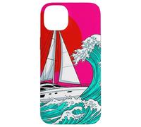 Japanese Wave Sailboat Sailing Boating Club Sailor Coque pour iPhone 14 Plus