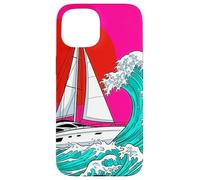Japanese Wave Sailboat Sailing Boating Club Sailor Coque pour iPhone 15