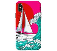 Japanese Wave Sailboat Sailing Boating Club Sailor Coque pour iPhone X/XS