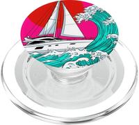 Japanese Wave Sailboat Sailing Boating Club Sailor PopSockets PopGrip pour MagSafe