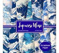 Japanese Wave Scrapbook Paper: Double Sided Craft Paper for Gift Wrapping, Great For Craft Projects, Scrapbooking Paper, DIY Junk Journaling and Card ... (Blue Wave Pattern) Paper Size 8.5" x 8.5"