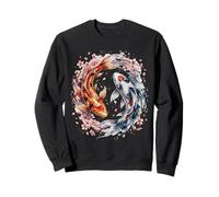 Japanese Yin Yang Koi Fish Sakura Watercolor Sweatshirt