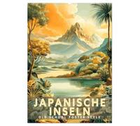 Japanische Inseln - Old School Poster Style (Wandkalender 2027 DIN A2 hoch), CALVENDO Monatskalender: Eine Sammlung von Poster über Japanische Inseln in Old School Style