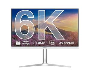 JAPANNEXT Ecran PC 32" IPS 6K (6016x3384) Blanc | HDR | Recharge Via USB-C(90W) Hauteur & Inclinaison réglable (HSP) | sRGB 100% G-Sync/FreeSync | JN-IPS326K-HSPC9
