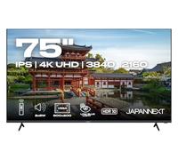 JAPANNEXT Ecran PC Grand Format 75" IPS 4K UHD (3840x2160) | HDR | Haut-parleurs intégrés (8Wx2) | G-Sync/FreeSync | Garantie 2 Ans | JN-IPS7500UHDR-U