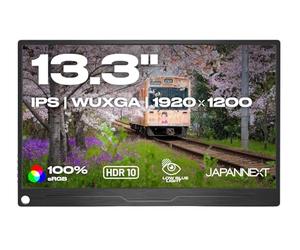 JAPANNEXT Ecran Portable 13.3" IPS WUXGA (1920x1200) | HDR | Haut-parleurs intégrés HDMI DisplayPort USB-C Prise Jack(x1) | G-Sync/FreeSync | JN-MD-IPS133WUXGAR