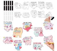 JAPBOR Kit de coloriage pour la Saint-Valentin - 30 aimants dinosaures colorés pour enfants, autocollants magnétiques pour réfrigérateur sur le thème des animaux doux pour essin, peinture