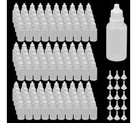 JAPCHET Lot de 100 Contenants Flacons Compte-gouttes Vides en Plastique de 20 ml, avec Bouchon et Entonnoir, Flacon Compressible pour Gouttes Oculaires, Huiles Essentielles