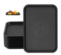 JAPCHET Lot de 12 plateaux rectangulaires en plastique de 41,5 x 30,5 cm pour restauration rapide pour boissons, aliments