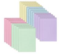 JAPCHET Lot de 20 cahiers à spirale A4 à reliure supérieure, 30 feuilles à spirales, papier coloré, couverture assortie, pour l'écriture, les fournitures de bureau