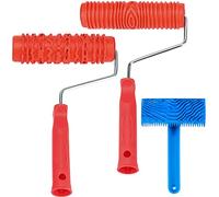 JAPCHET Lot de 3 outils de peinture à grain de bois de 17,8 cm avec poignée en plastique, outil de moletage pour le grain du bois de 9,9 cm pour décoration murale, projets d'art