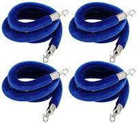 JAPCHET Lot de 4 cordes en velours de 2 m, corde en velours bleu avec crochets argentés polis, corde de suspension pour hôtels, cinémas de cinéma